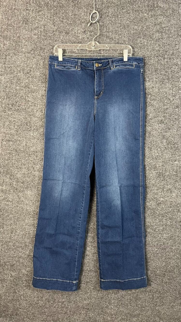 Belle Kim Gravel Jeans Womens 12 Tall Blue Medium Wash Mini Pocket Trousers